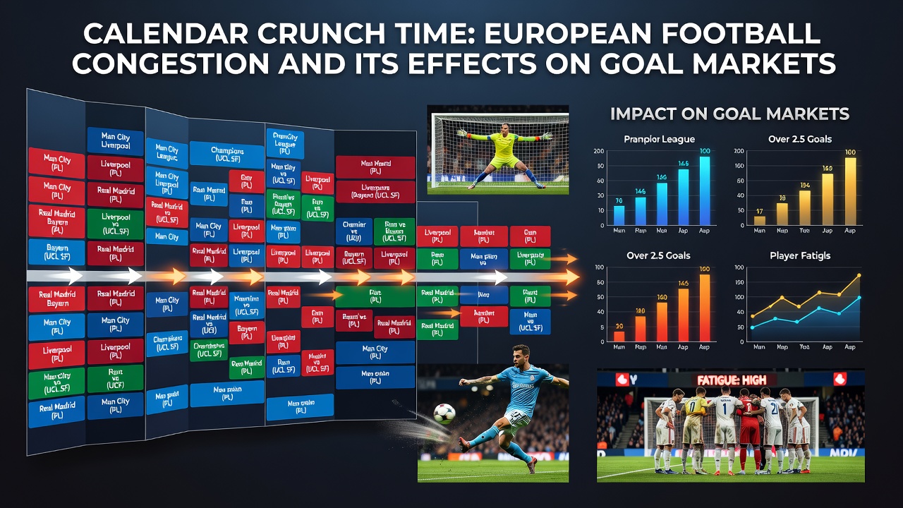 Match statistics dashboard showing goal trends during congested fixture periods