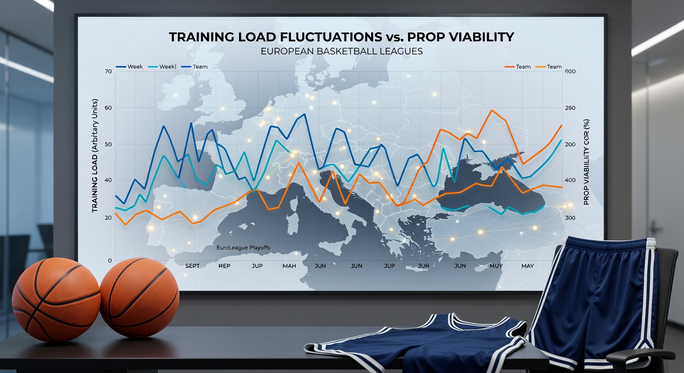 Analytics dashboard displaying training load graphs overlaid with basketball performance statistics from recent European league matches
