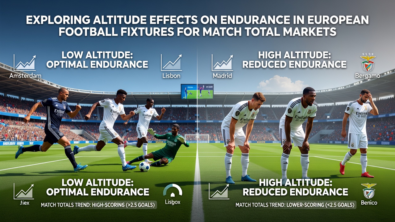 European football pitch at varying elevations showing player endurance challenges during a match