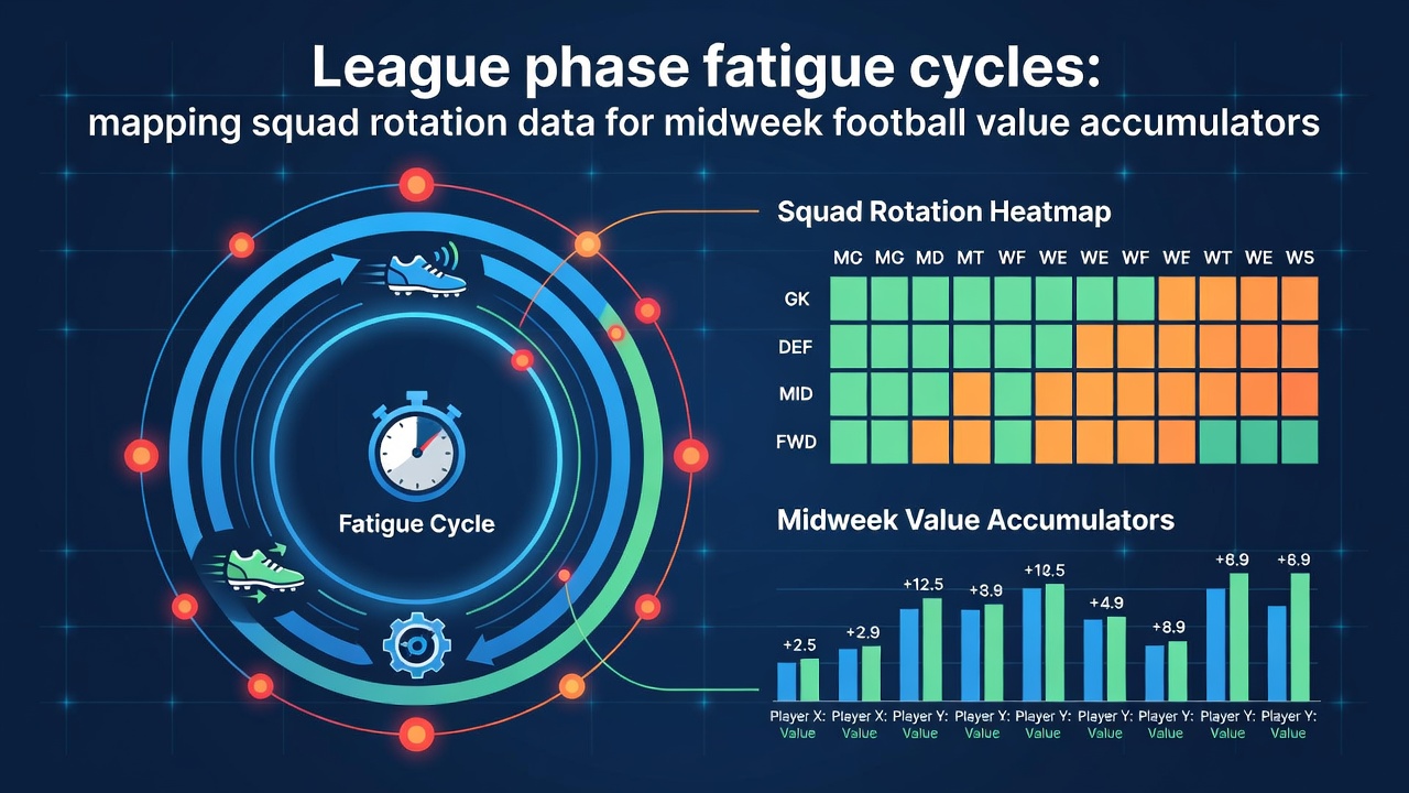 Visual representation of squad rotation patterns across European league phases with fatigue indicators overlaid on team schedules
