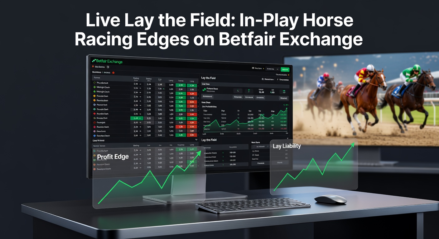 Betfair Exchange interface showing live horse racing market with multiple lay bets placed on runners during an in-play race